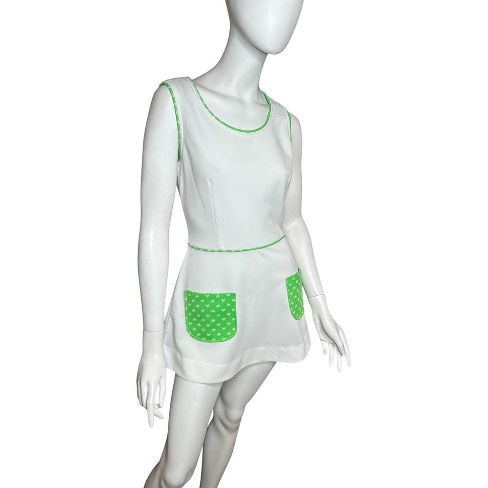 Vintage 1970s Tennis Mini Dress Haymaker Size Vintage 12 White Green